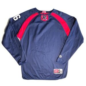 Rawlings Navy Blue‎ Baseball Warm Up Pullover Jersey Top Size S Adult Athleisure